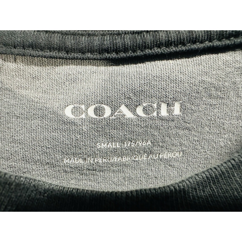 Coach Men's Gray/Black Signature Logo Pocket Crew Neck Short Sleeve Tee S - Picture 3 of 5